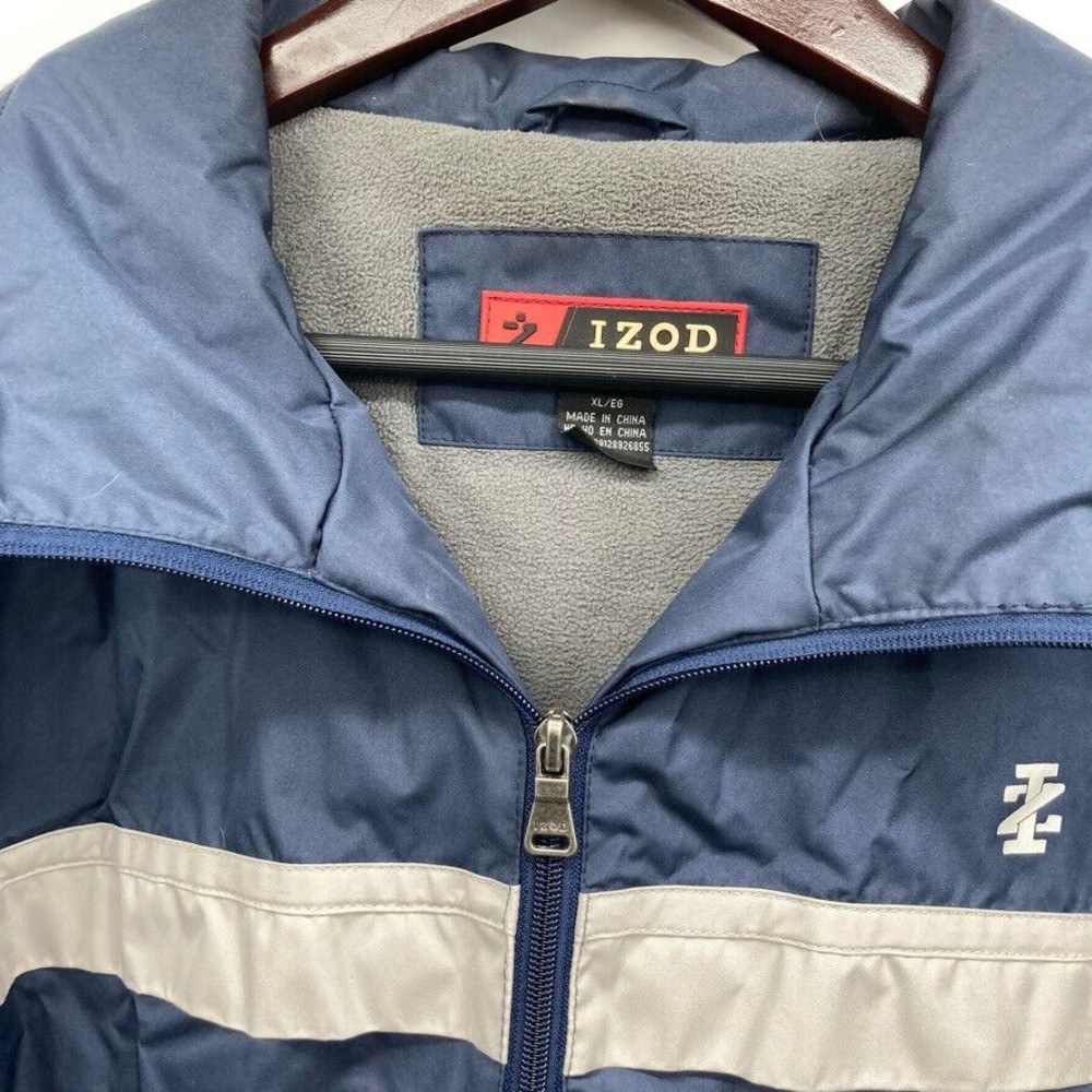 Izod Jacket Mens XL Men's Full Zip Fleece Lined Navy Blue